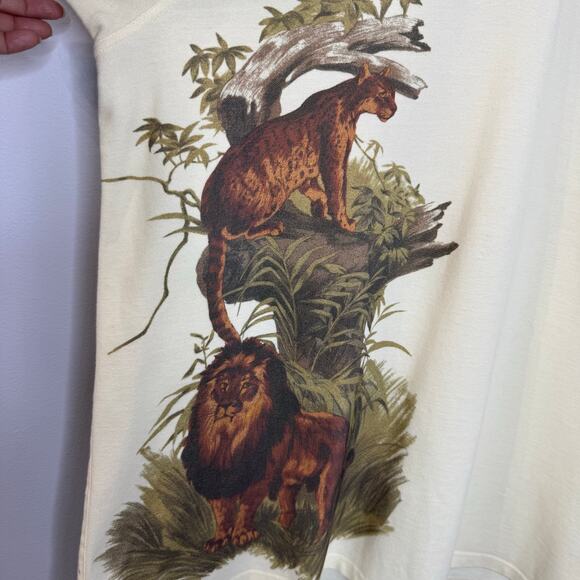Ovadia New York Polo Shirt Jangle Safari Animal Print Cream Sz XL - Picture 6 of 12